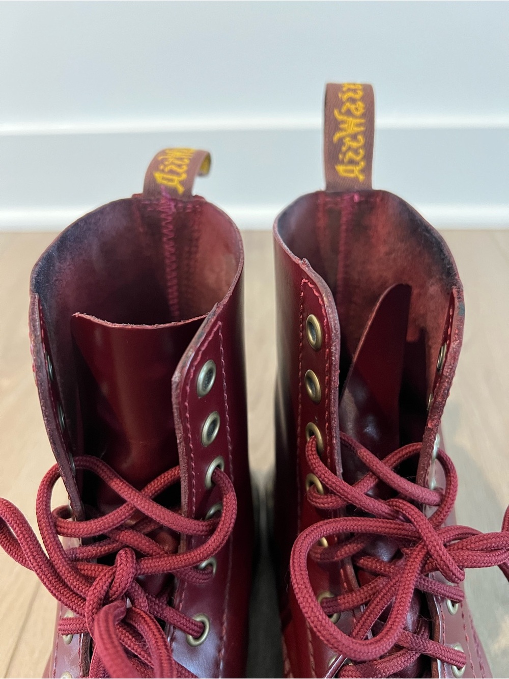 Women’s Dr Martens Pascal Cherry Red Lace-Up Leather Combat Boots US 8 / UK 6 - Picture 14 of 16